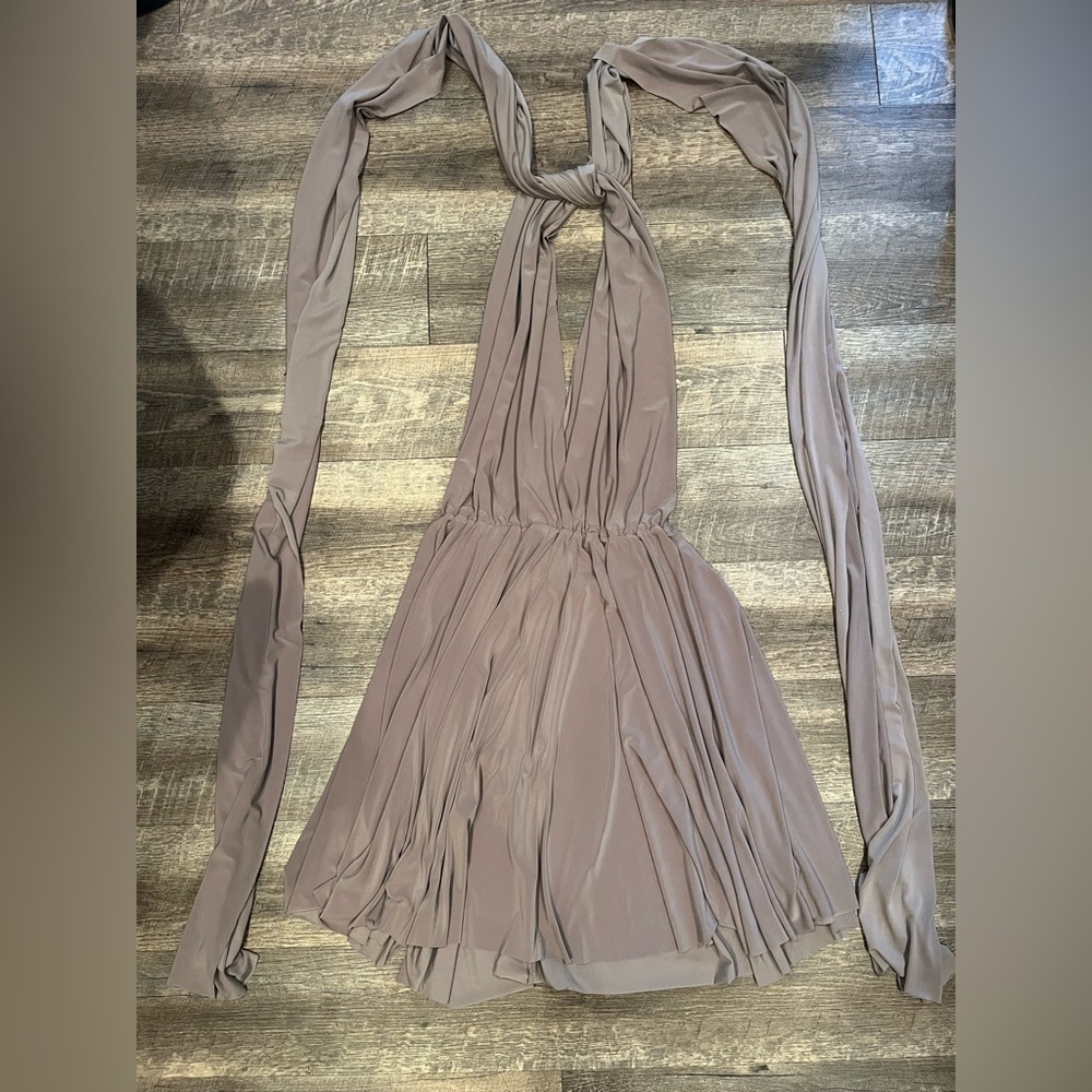 Beige Multiway Convertible Halter Dress